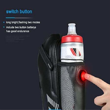 Waterproof Bike Saddle Seat Bag Water Bottle Holder Under Seat Water Bottle Pouch Repair Tool Storage Bag Cycling with Tail Light Riding Accessories