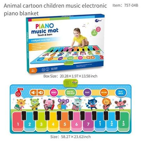 Kids Piano Mat, 39.5" X 14" Music Mats Keyboard Dancing Mat Electronic Touch Play Blanket Musical Carpet Toys