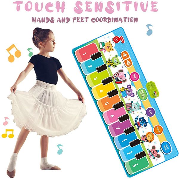 Kids Piano Mat, 39.5" X 14" Music Mats Keyboard Dancing Mat Electronic Touch Play Blanket Musical Carpet Toys