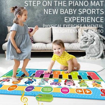 Kids Piano Mat, 39.5" X 14" Music Mats Keyboard Dancing Mat Electronic Touch Play Blanket Musical Carpet Toys