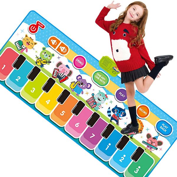 Kids Piano Mat, 39.5" X 14" Music Mats Keyboard Dancing Mat Electronic Touch Play Blanket Musical Carpet Toys