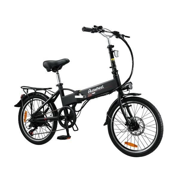 Auswheel Electric Bike Bicycle Folding Ebike 250W Motor 36V 9Ah Battery 7 Speed