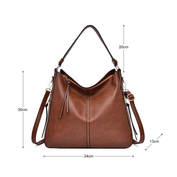 Large Fashion PU Leather Tote Bag Ladies Shoulder Crossbody Hobo Bag Brown