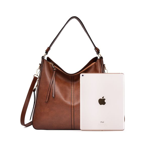 Large Fashion PU Leather Tote Bag Ladies Shoulder Crossbody Hobo Bag Brown