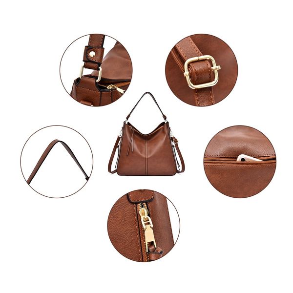 Large Fashion PU Leather Tote Bag Ladies Shoulder Crossbody Hobo Bag Brown