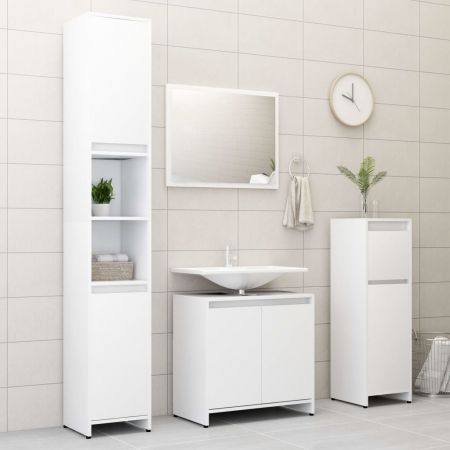 Bathroom Cabinet White 30x30x95 cm Chipboard