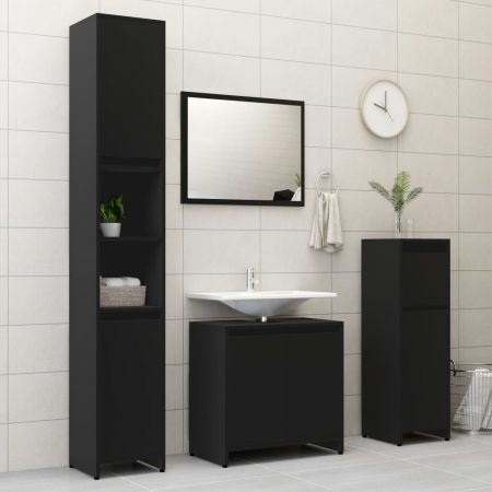 Bathroom Cabinet Black 30x30x95 cm Chipboard