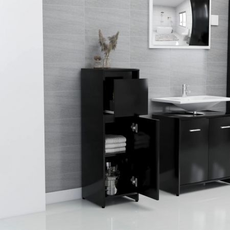 Bathroom Cabinet Black 30x30x95 cm Chipboard