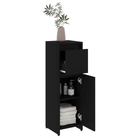 Bathroom Cabinet Black 30x30x95 cm Chipboard