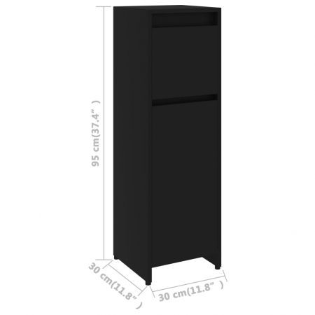 Bathroom Cabinet Black 30x30x95 cm Chipboard