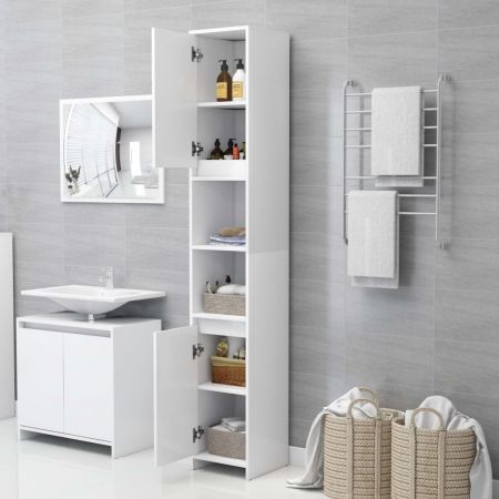 Bathroom Cabinet White 30x30x183.5 cm Chipboard