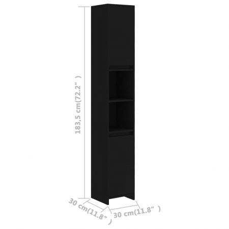 Bathroom Cabinet Black 30x30x183.5 cm Chipboard