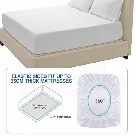 DreamZ Terry Cotton Fully Fitted Waterproof Mattress Protector in Queen Size