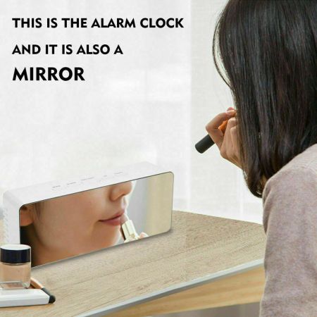 Digital LED Mirror Alarm Clock Temperature LED Light Table Time Bedside Clock AU