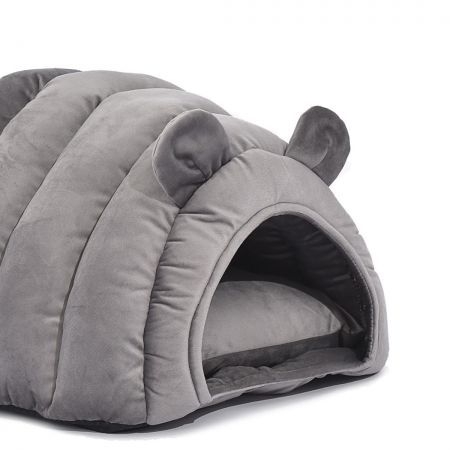 Pet Bed Comfy Kennel Cave Cat Beds Bedding Castle Igloo Round Nest Grey L