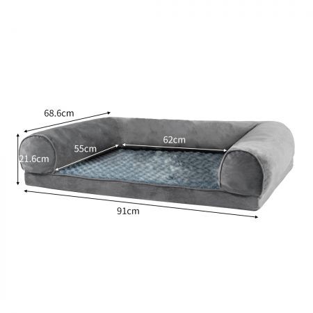 Pet Bed Sofa Dog Bedding Soft Warm L Cover Grey Cover Large