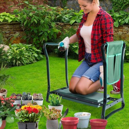 Outdoor Foldable Garden Kneeler Seat with Tool Pouch Portable Bench Cushion Pad