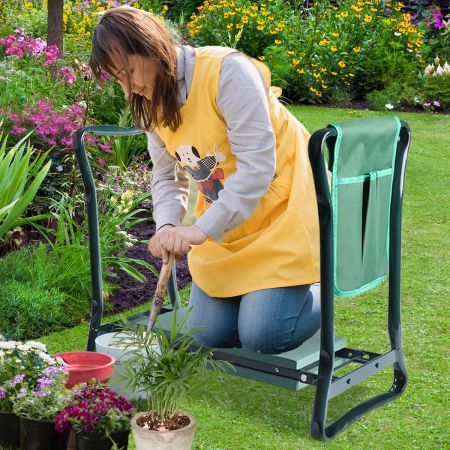 Outdoor Foldable Garden Kneeler Seat with Tool Pouch Portable Bench Cushion Pad