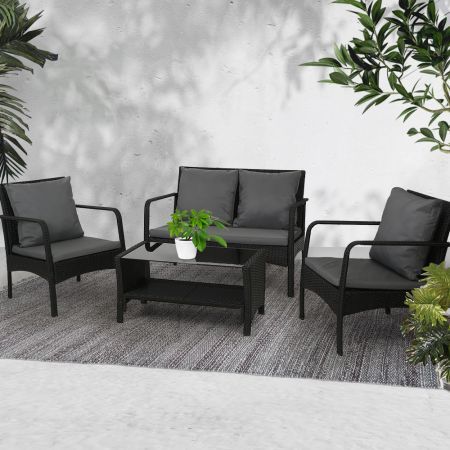 Gardeon Outdoor Sofa Set Lounge Setting Wicker Table and Chairs Garden Patio Furniture