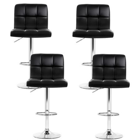 Artiss 4x Bar Stools Leather Gas Lift Black