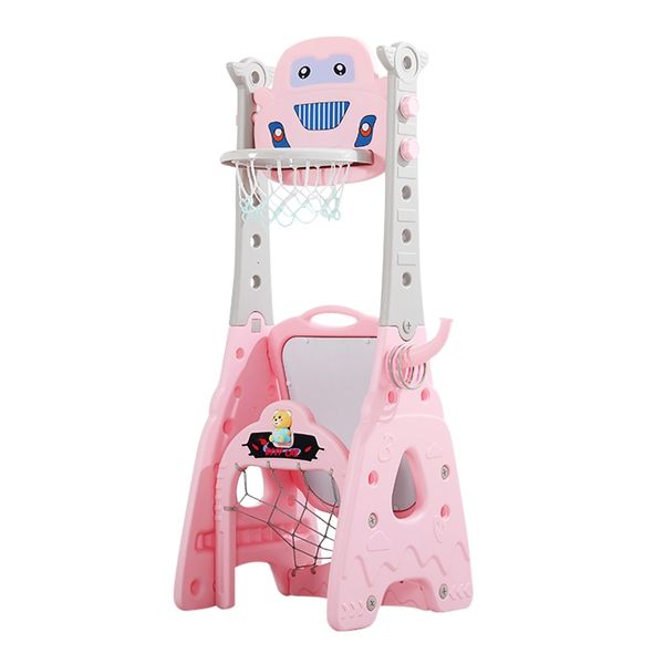 7 in 1 Kids Basketball Hoop Play Set Sports Center Football Soccer Goal Golf Ring Toss Game Pink