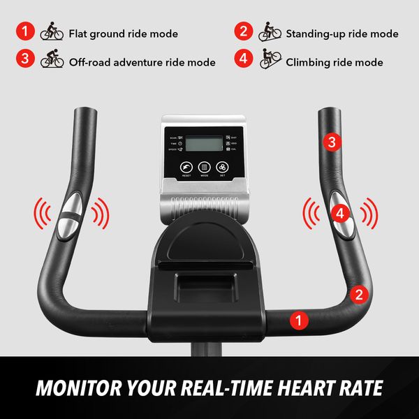 Genki Exercise Bike Spin Bike Stationary Bike Indoor Cycling Magnetic Resistance with LCD Monitor