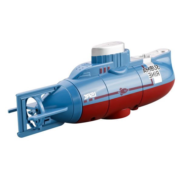 Mini RC Submarine Toy Waterproof Swim Diving in Water Tank Tube Kids Gift (Blue)