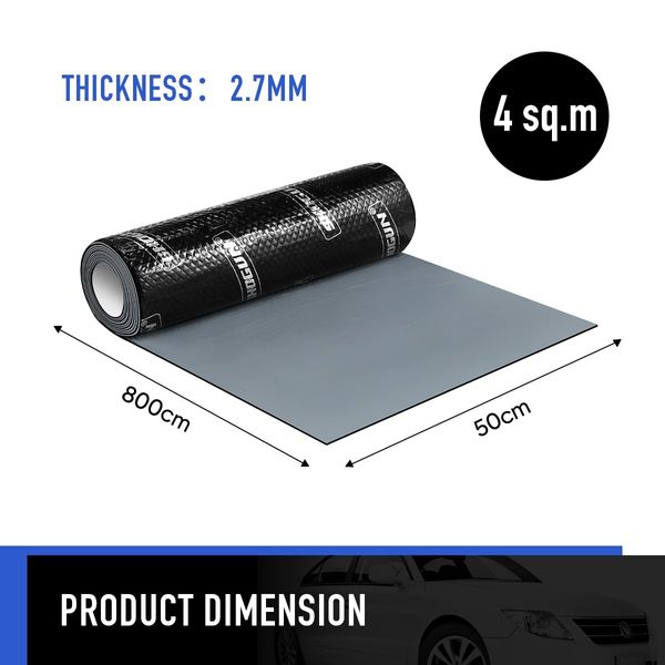 Butyl Sound Deadener Car Automotive Deadening Insulation Mat Noise Proofing Shield Rubber 2.7mm 50x800cm 4 SQM