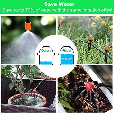 30M 149PCS Plant Watering Mist Cooling Irrigation System Hose Nozzles sprinklers Automatic KITS for Garden, Greenhouse, Patio, Lawn