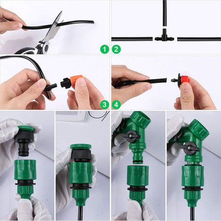 30M 149PCS Plant Watering Mist Cooling Irrigation System Hose Nozzles sprinklers Automatic KITS for Garden, Greenhouse, Patio, Lawn