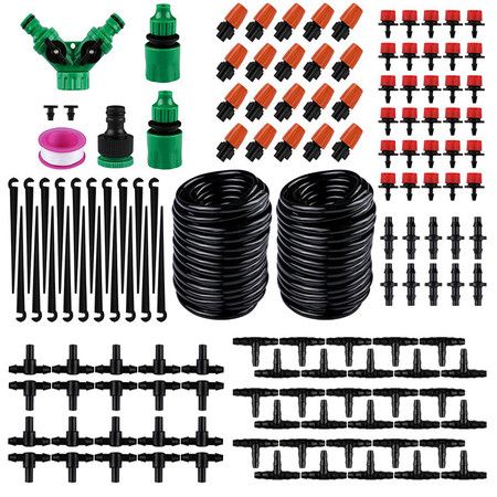 30M 149PCS Plant Watering Mist Cooling Irrigation System Hose Nozzles sprinklers Automatic KITS for Garden, Greenhouse, Patio, Lawn