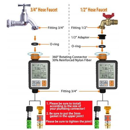 Hose Sprinkler Timer  Waterproof Child Lock Rain Delay Large Screen IP65 for Garden Lawn