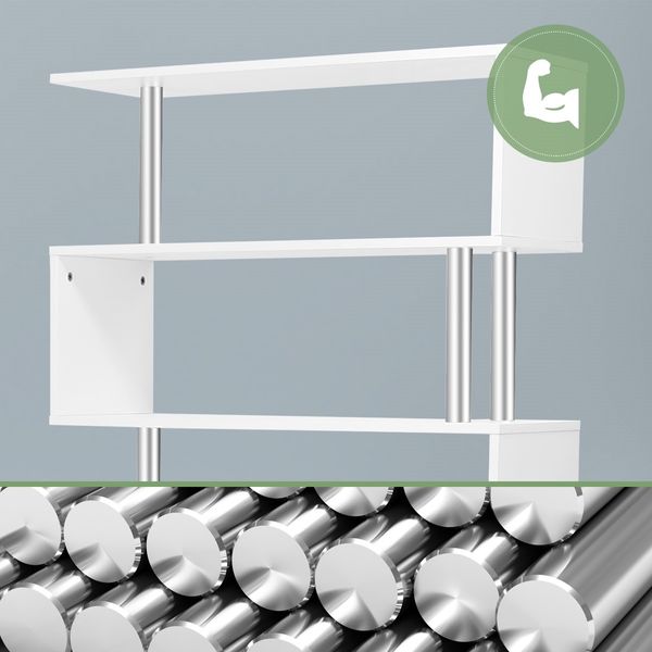 Home Office Computer Desk Corner Table Tier Bookshelf Storage L-Shaped Rotating Table White