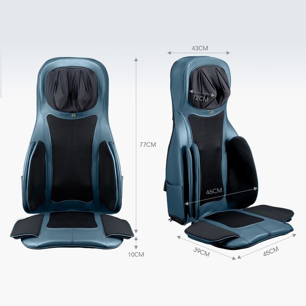 Blue Air Compression Shiatsu Rotating Massage Seat Cushion Neck Back Full Body Massager