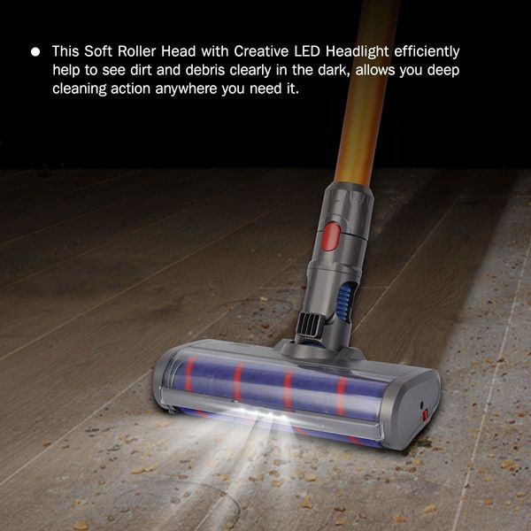 LED Headlight Soft Roller Cleaner Head Compatible with Dyson V11 V10 V8 V7 Cordless Stick Vacuum Cleaner