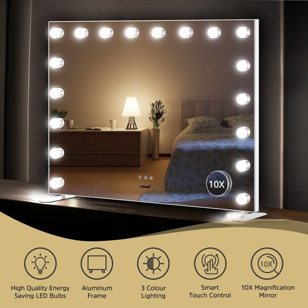 Makeup Mirror Hollywood Vanity Mirror Maxkon 18 LED Lighted Mirror with Adjustable Brightness