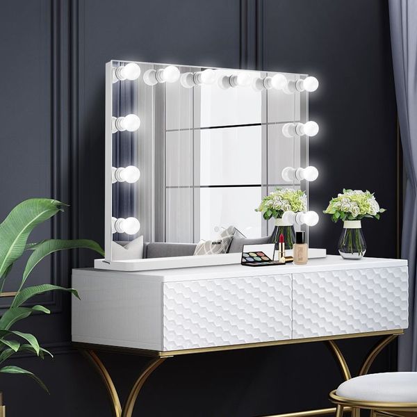 Makeup Mirror Light Up Vanity Mirror Hollywood Style Maxkon 12 LED Large w/ 3 Lighting Modes