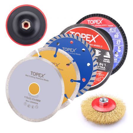 20PCs 115mm Cutting Wheel Flap Grinding Disc Wire Brush Diamond Turo Blades Kit