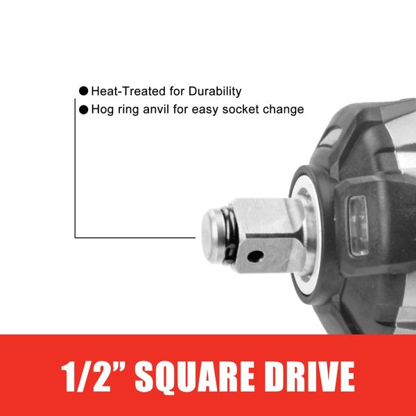 2 in 1 20V Cordless Impact Wrench Driver 1/2" w/ Sockets Battery & Charger(Two Batteries)