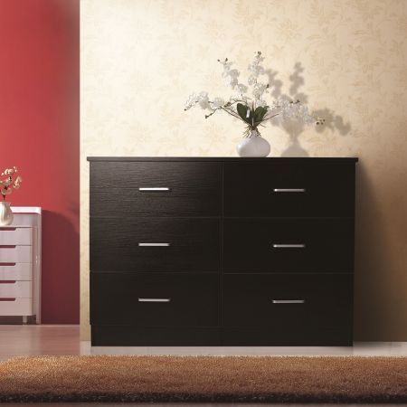 Redfern Black 6 Drawer Lowboy