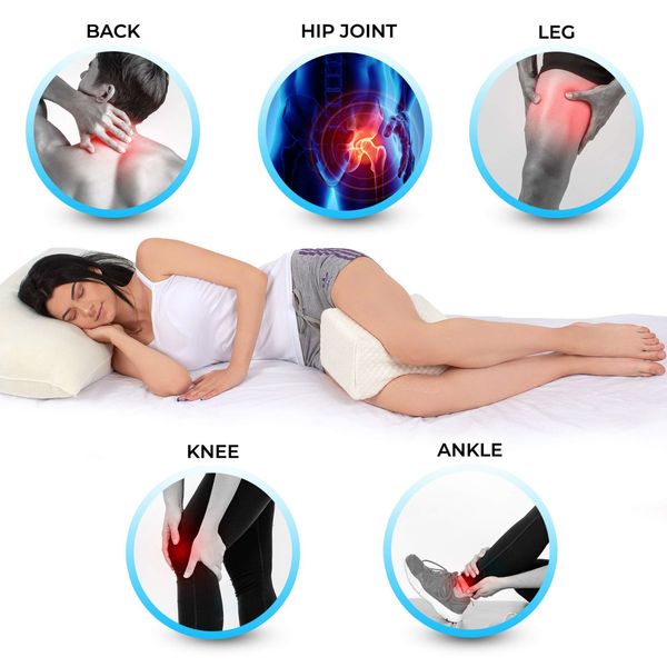 Memory Foam Knee Pillow with Cooling Gel Pregnancy, Spine Alignment and Pain Relief Breathable, Hypoallergenic and Comfortable  with Washable Cover