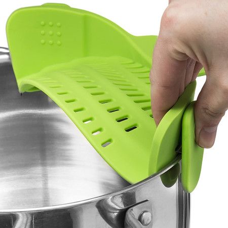 Snap N Strain Strainer, Clip On Silicone Colander, Fits all Pots and Bowls - Lime Green