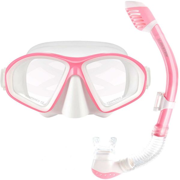 Kids Snorkel Set-Scuba Dry Top Diving Mask Anti-Leak Impact Resistant Panoramic Tempered Glass Easybreath Snorkeling Packages Professional Swimming Gear