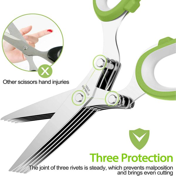 Herb Scissors Set with 5 Blades and Cover - Multipurpose Kitchen Chopping Shear, Mincer, Sharp Dishwasher Safe Kitchen Gadget