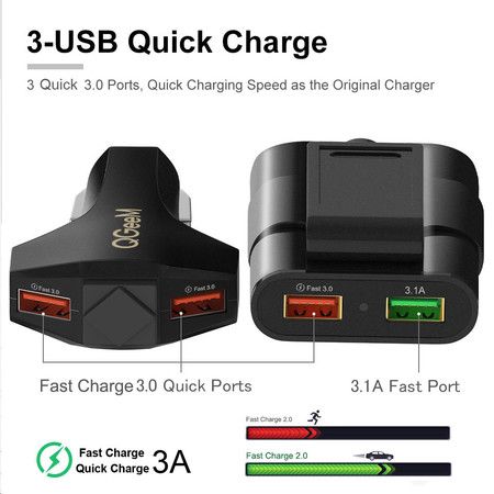 4-Port car charging head Car Portable Charger with safety Hammer