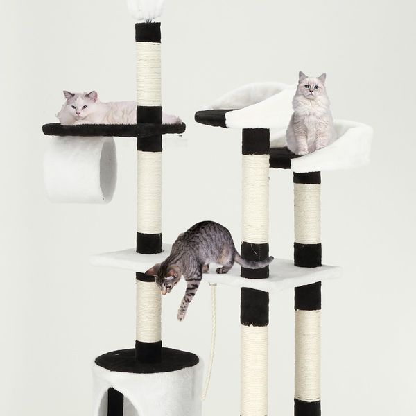 Cat Scratching Post Gym Play House Condo Climbing Tower Tree Center Scratcher Furniture with Rope 256cm Tall