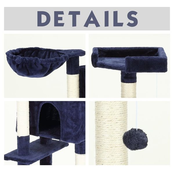 Large Cat Climbing Tree Cando Play House Scratching Tower Gym Post Scratcher Pole Perch Dark Blue 150cm Tall