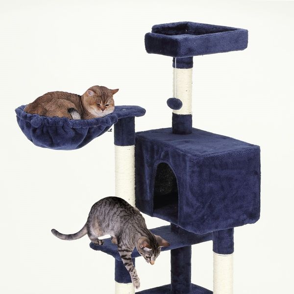 Large Cat Climbing Tree Cando Play House Scratching Tower Gym Post Scratcher Pole Perch Dark Blue 150cm Tall