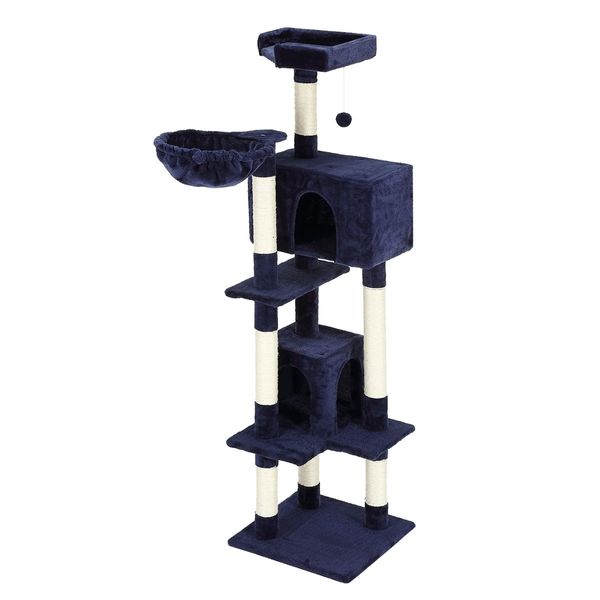 Large Cat Climbing Tree Cando Play House Scratching Tower Gym Post Scratcher Pole Perch Dark Blue 150cm Tall