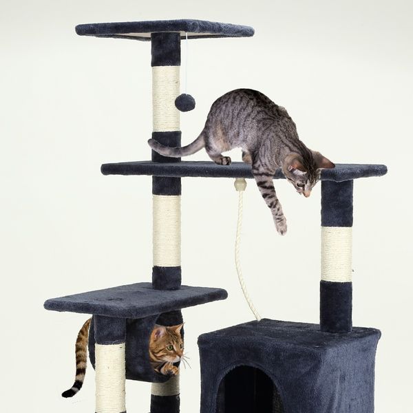 Cat Scratching Post Gym Climbing Tree Pole Tower Kitten Playhouse Pet Furniture Ladder Perch Toy 135cm Tall Multi Levels